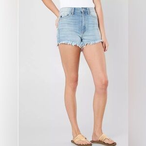 Kancan High Rise Frayed Stretch Denim Jean Shorts Women’s size Small
